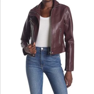 BLANKNYC Denim Faux Leather Full Zip Moto Jacket